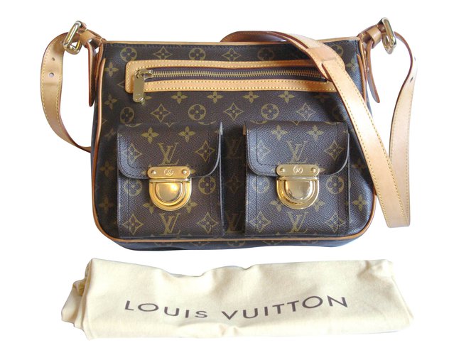 Louis Vuitton Hudson Brown Beige Leather Cloth ref.89629 - Joli Closet