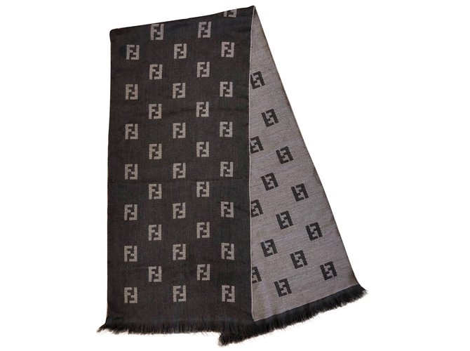 Fendi FF monogram scarf Brown Wool  ref.89652