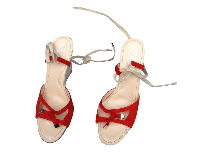 Tod's Wedges Red Cloth  ref.89672