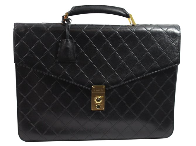 Chanel Brifcase Black Leather  ref.89684