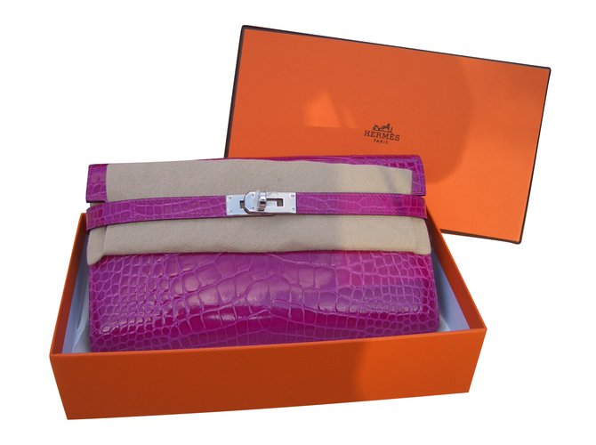 Hermès Kelly Pink Exotisches Leder  ref.89699