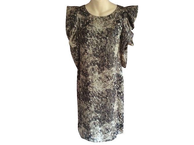 Day Birger & Mikkelsen Seidenkleid Dragonsleeve Sand Bronze