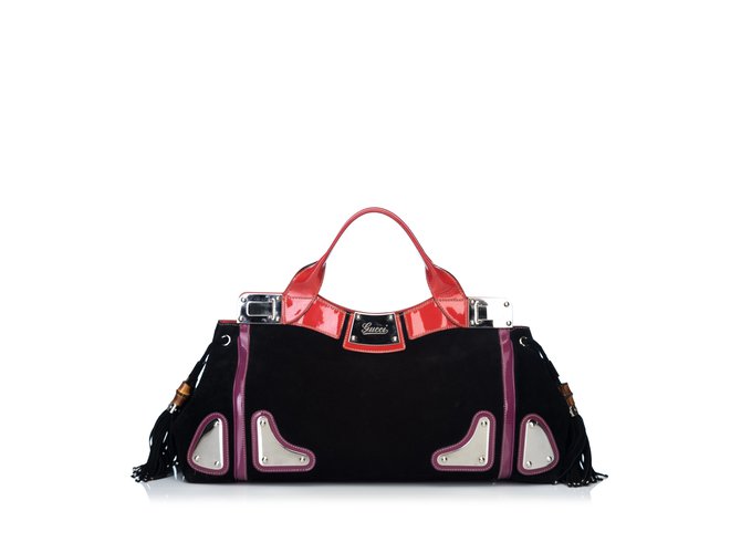 Gucci Suede Race Handbag Black Multiple colors Leather Patent leather  ref.89767