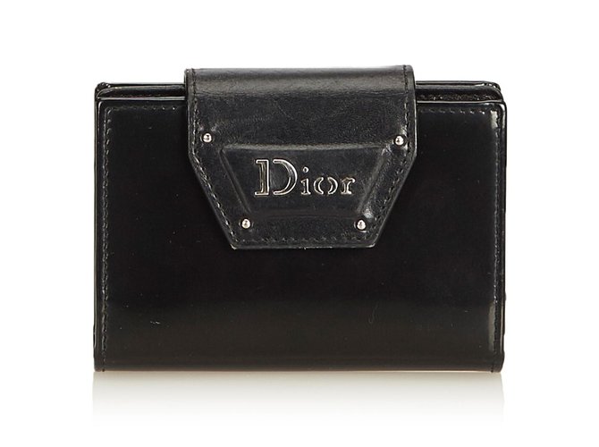 Dior Porte-cartes de visite en cuir Noir  ref.89777
