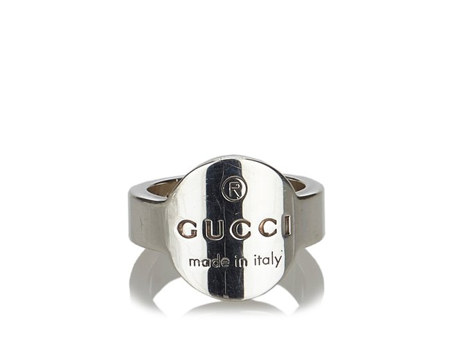 Gucci Anel Gravado Prata Metal  ref.89834