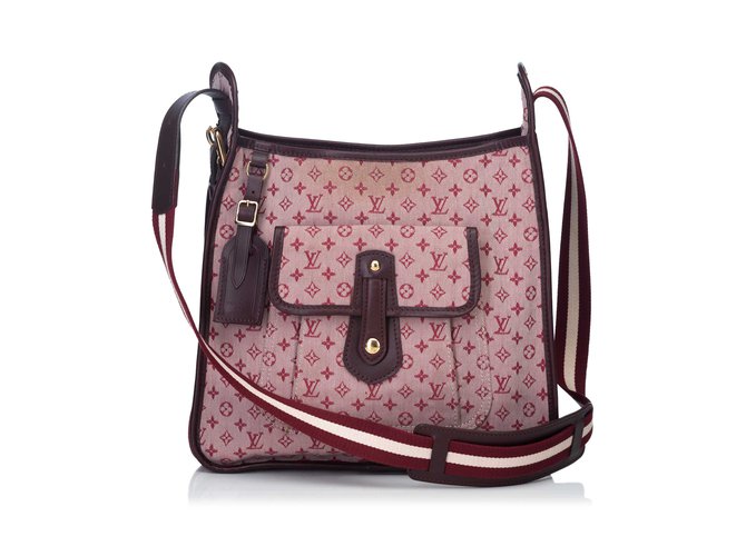 Louis Vuitton Monogram Mini Lin Mary Kate Pink Red Leather Cotton