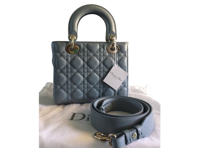 Lady dior Blue Leather  ref.89851