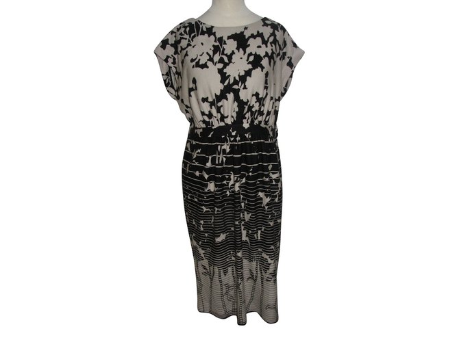 Tibi Dress Black Beige Elastane Nylon Acrylic  ref.89854