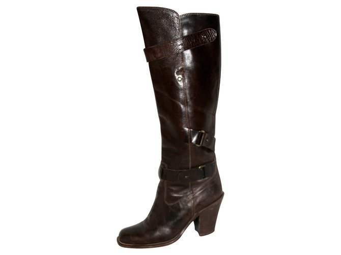 Barbara Bui boots Chestnut Leather  ref.89891