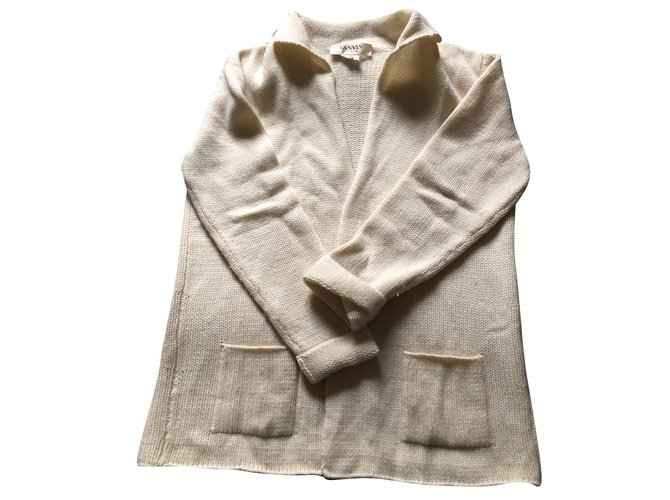 Lanvin 4-threaded cashmere jacket Eggshell  ref.89894