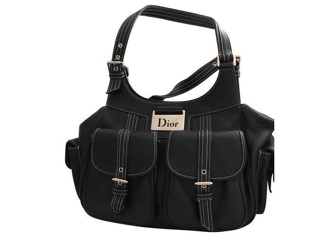 Christian Dior Sacs à main Cuir Noir  ref.89900