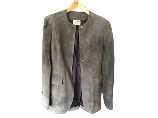 Hermès Jackets Grey Deerskin  ref.89904