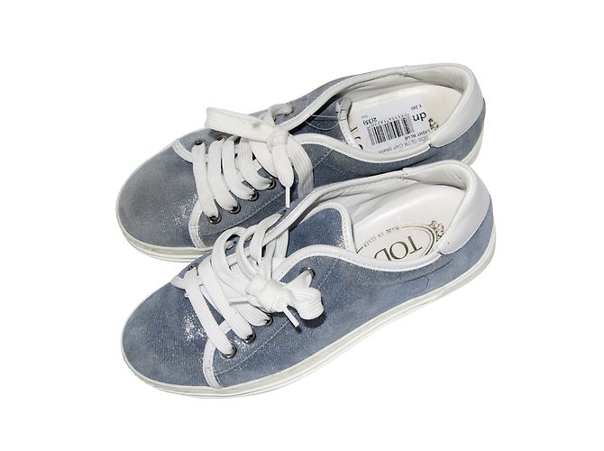 Tod's Turnschuhe Hellblau Metallic mit Glitzer Metallisch