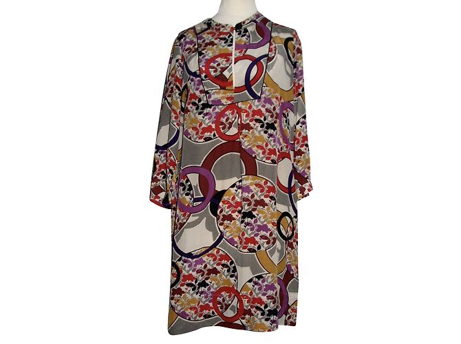Vestido kaftan de seda con estampado abstracto Whistles Multicolor