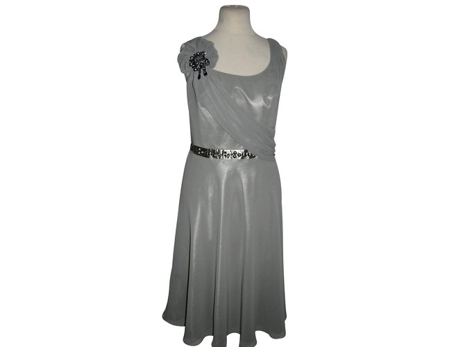 Jenny Packham Dresses Silvery Grey Polyester  ref.89924
