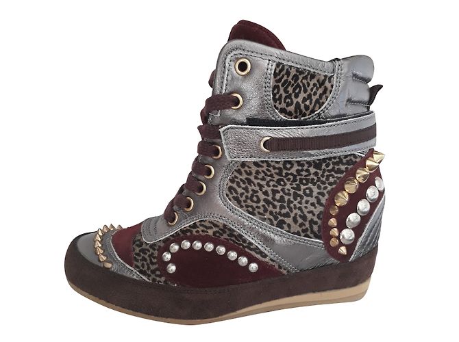 Sneakers Baldan in Pelle Bordeaux e Argento