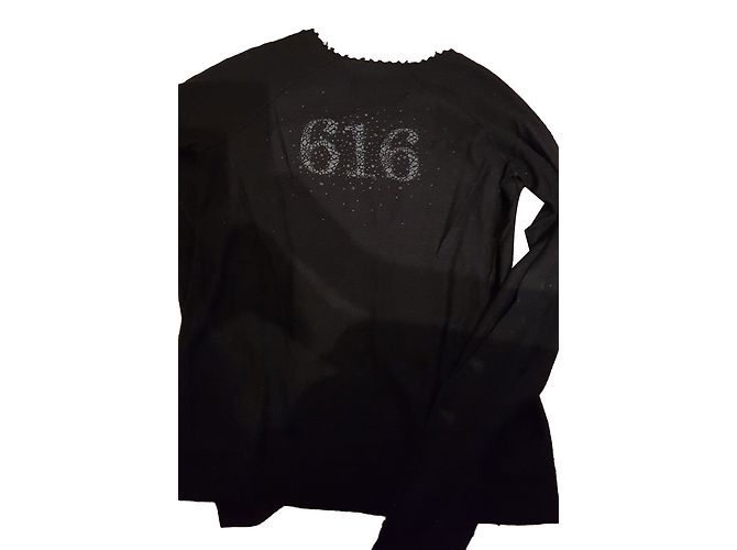 Ikks Damen Pullover mit V-Ausschnitt, Rückenmuster 616 Schwarz 
