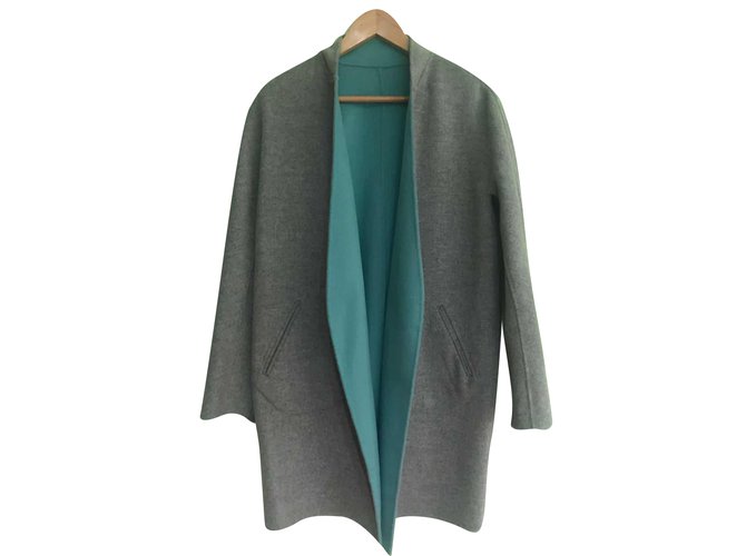 No Brand Coats, Outerwear Green Grey Wool  ref.89965