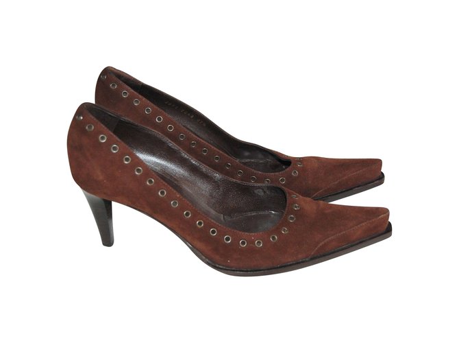 Sergio Rossi Escarpins en daim Suede Marron  ref.90068