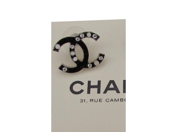 Chanel Boucles d'oreilles Métal Noir  ref.90102