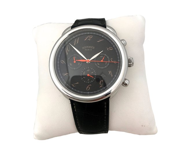 Hermès Relojes automáticos Marrón oscuro Acero  ref.90103