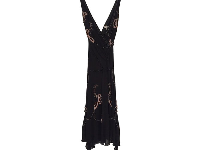 Temperley London Vintage Kleid mit Perlen Schwarz Seide  ref.90105