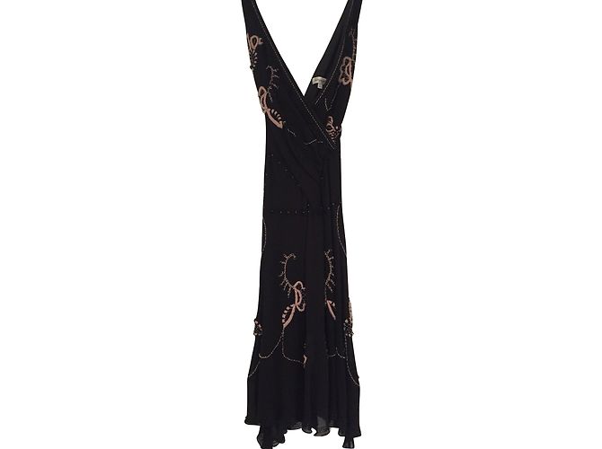 Temperley London Maxikleid aus schwarzer Seide mit Perlen