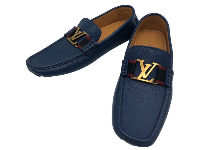 Louis Vuitton Blue Suede Monte Carlo Loafers Size 46 at 1stDibs