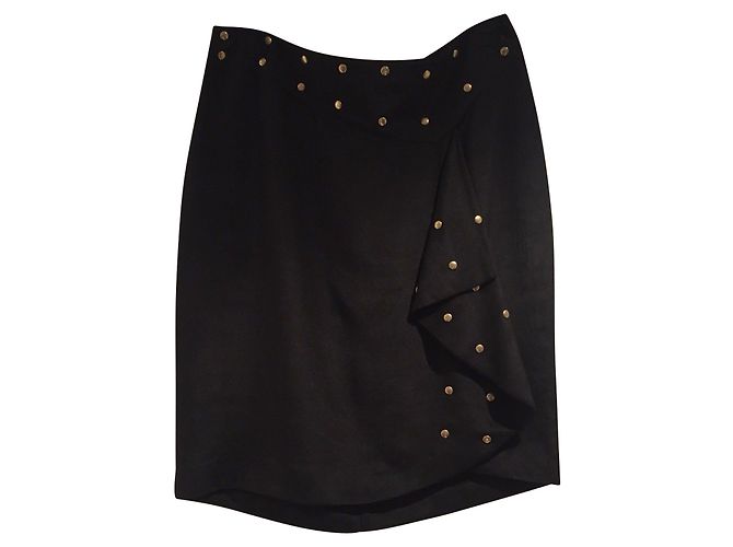 Gonna Alice by Temperley Nera con Borchie Dorate Seta Cotone Nero