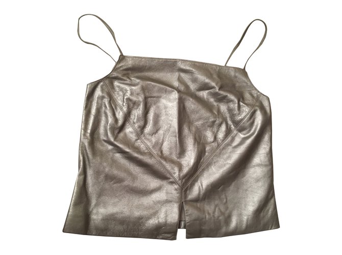 Chanel Leather top. Value of EUR 1000 Silvery  ref.90189