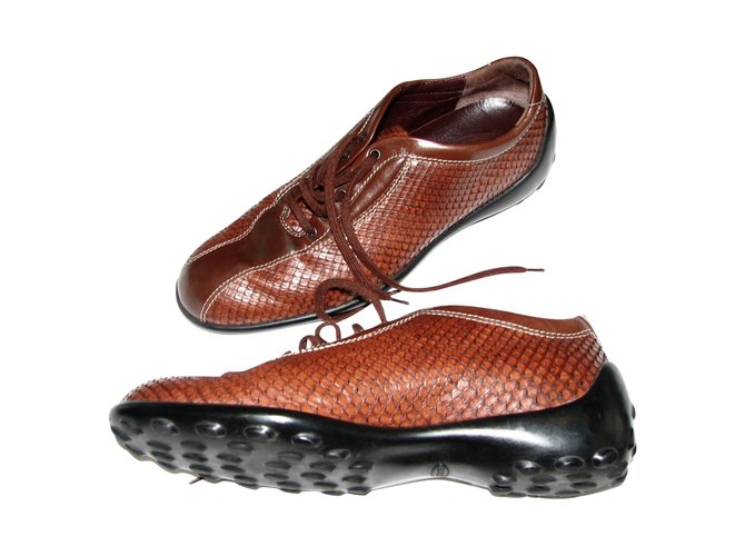 Tod's Lizard skin sneakers Chestnut Exotic leather  ref.90196