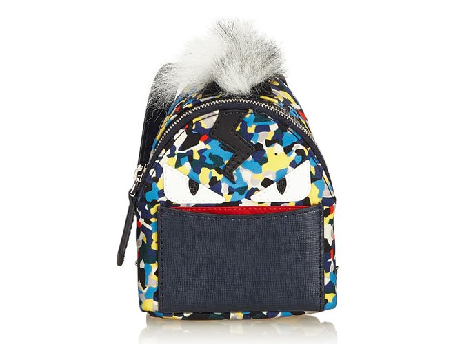 Fendi Mini Monster Backpack Bag Charm Mehrfarben Gelb Leder  ref.90224