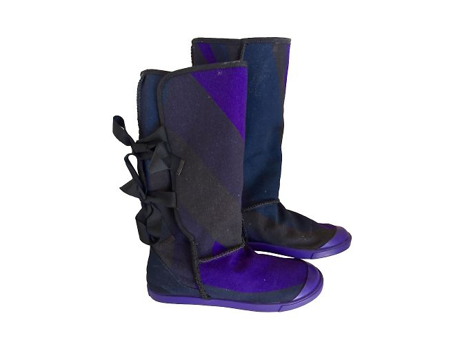 Kenzo Boots Purple Graphic Printed Fabric Black Blue 37