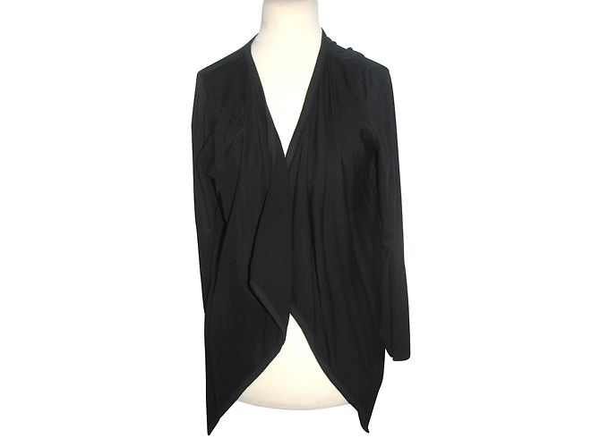 DKNY Schwarze Strickjacke Offen Wasserfallkragen
