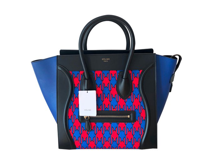 Céline Luggage Mini Bag - Limitierte Auflage Blau Leder  ref.90359