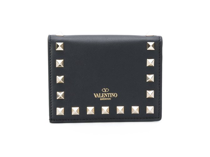 Valentino Garavani Rockstud compact portfolio Black Leather  ref.90401