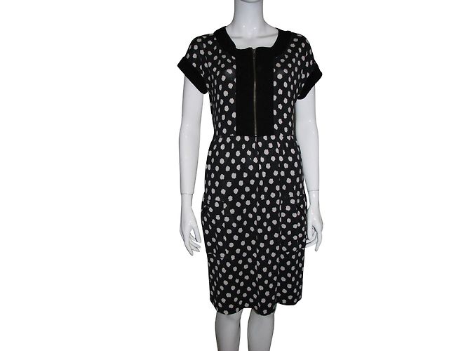 Diane Von Furstenberg Jay Seidenkleid Schwarz Weiß