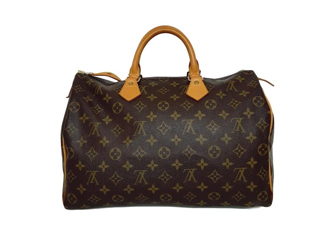 Louis Vuitton Speedy 35 Beige Golden Chocolate Leather  ref.90429