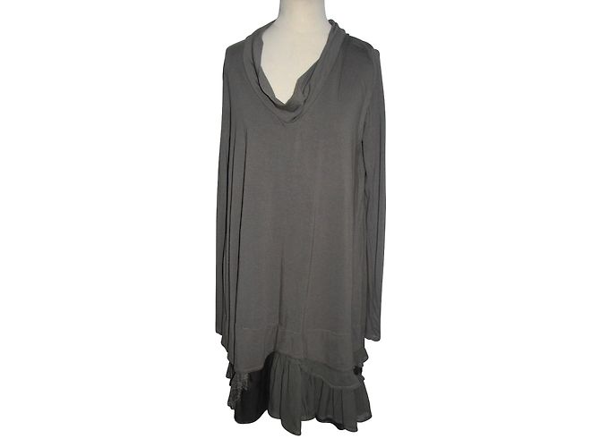 Vestido Twin Set Simona Barbieri de seda y viscosa gris Plata