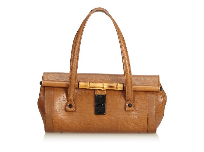 Bamboo Gucci Saco de bala de bambu de couro