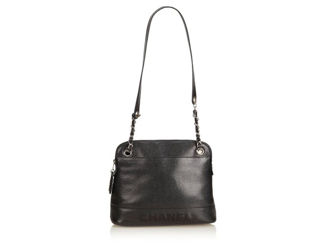 Chanel Caviar Leather Shoulder Bag Black  ref.90539