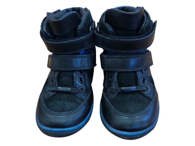 Dior Hi top trainers Blue Leather  ref.90556