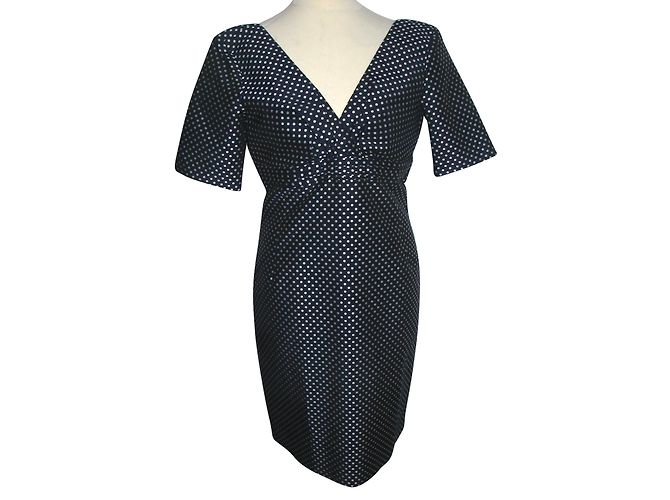 Paul & Joe Gepunktetes Baumwollkleid Weiß Blau