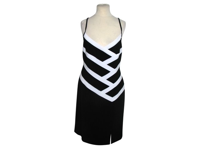 Autre Marque Dresses Black White Polyester Elastane  ref.90580