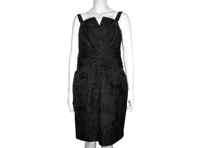 Vera Wang Lavender Line Cocktailkleid Schwarz Seide Jacquard