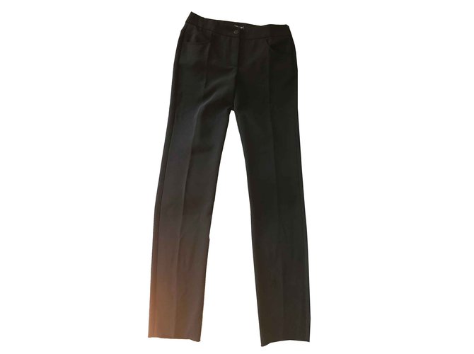 Chanel Pantalones, polainas Negro Poliéster  ref.90591