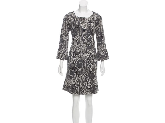 Diane Von Furstenberg Gaby Wollkleid grau Blumenmuster Anthrazitgrau