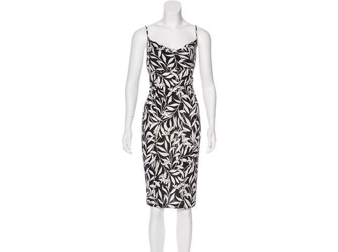 Vestido midi de seda Diane Von Furstenberg Annette Negro Blanco