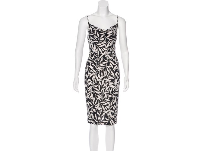 Diane Von Furstenberg Reedição de vestido Anette vintage Preto Branco Seda  ref.90600