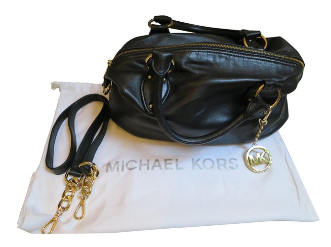 michael kors black leather purse